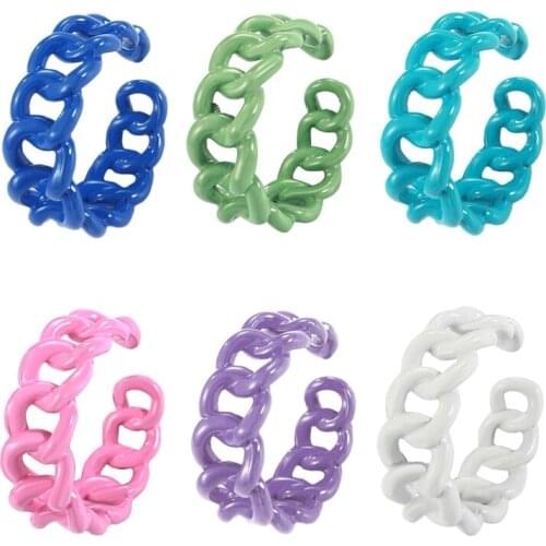 Open Chain Ring Metal Color Geometric Fashion Simple Hollow Accessories Female Finger Rings