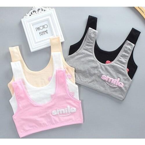 Teen bra girl vest Cotton Spandex Big Girls Sport 7-14 Years Adolescente Kids Underwear Letter Racerback Training 1 piece