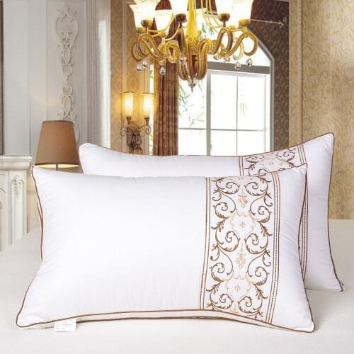 Embroidery pillow five-star hotel pillow core washable adult feather velvet pillow core super soft comfortable student single