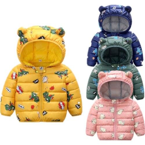 2021 Autumn Winter Baby Girls Boys Hooded Down Jackets For Kids Coats Newborn Warm Jacket Toddler Zipper animal Coat Outerwear