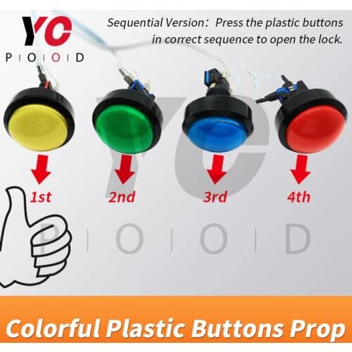 Colorful Plastic Buttons Escape Room Device Suppliers Press plastic buttons in sequence or at the same time to unlock YOPOOD