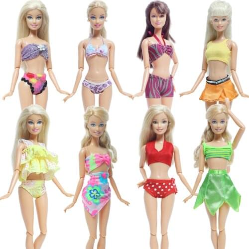 Handmade Swimsuit Colorful Doll Swimming Outfit Bikini Dress Tops Skirt Beach Bathing Wear Clothes for Barbie Doll Accessories