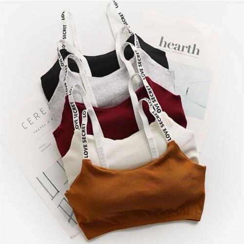 Sports Bra Top Yoga Wear One Size Letters Cotton Sports Top Gym Jogging Running Sports Bra Wire Free Bandeau Sports Bra Tops