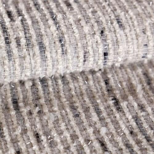 50x145cm France White Stripe Ribbon Dyed Braided Tweed Fabric For Woman Autumn Jacket Dress Suits Coat DIY Sewing Material