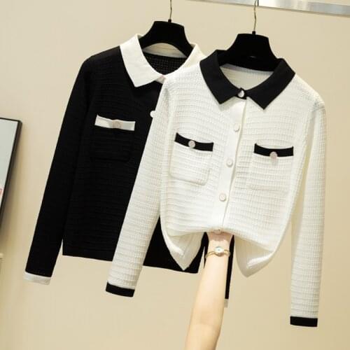 2021 Spring Long Black Loose Knit Cardigan Long Sleeve Pockets Single-breasted Cardigan Sweater Vintage Korean Knitted Cardigan