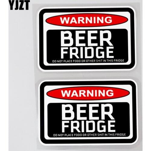 YJZT 2× 10.6CM×8.8CM Cartoon Beer Fridge Decal PVC Car Sticker 12C-0045