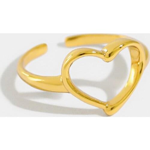 Japan and South Korea Simple Temperament Love Heart-shaped Ring Alloy Opening Adjustable Ring Female Wild Ring Jewelry Gift