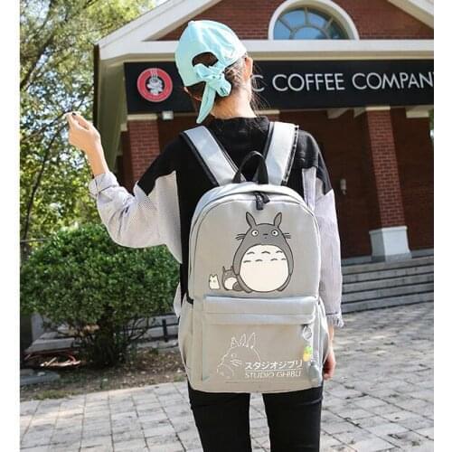 1 piece Totoro Backpack 3D printing travel softback women mochila School space notebook girls schoolbag with totoro keychain
