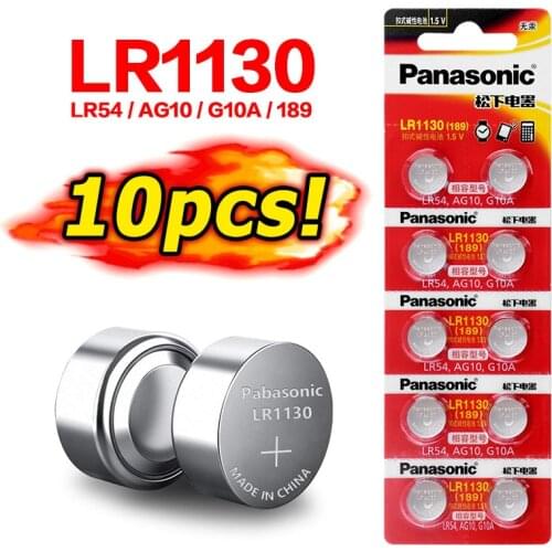 10Pcs AG10 Battery LR1130 Coin Button Cells 1.5V Alkaline For Watch Toys LR54 189 L1131 SR1130 G10 V10GA 389 Button Cell Battery