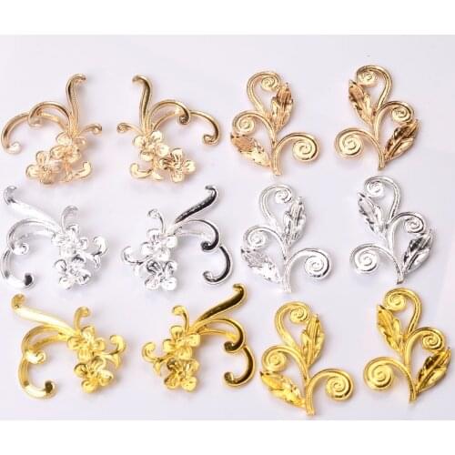 10 Pcs Exquisite Alloy Flower Branch Hair Accessories Findings DIY Connectors Charms For Jewelry Making
