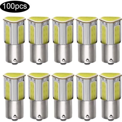 100X 1156 ba15s p21w 1157 bay15d P21/5W Led Light 4 COB Car Reverse Tail Light Bulbs Turn signal lamp Brake light White Red 12V