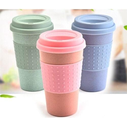 2021 Reusable Bamboo Fibre coffee Cups Eco Friendly Gifts 3 Colors 300ml Portable Coffee Tea Mugs Travel Mug With Lid