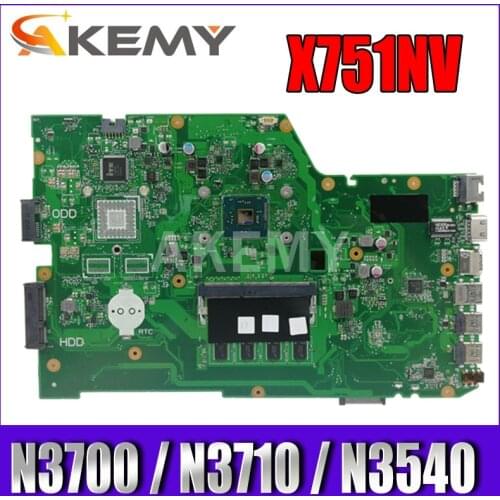 Akemy X751NV original mainboard for ASUS X751NA X751N Laptop motherboard X751NV mainboard with 4GB-RAM N3700 / N3710 / N3540