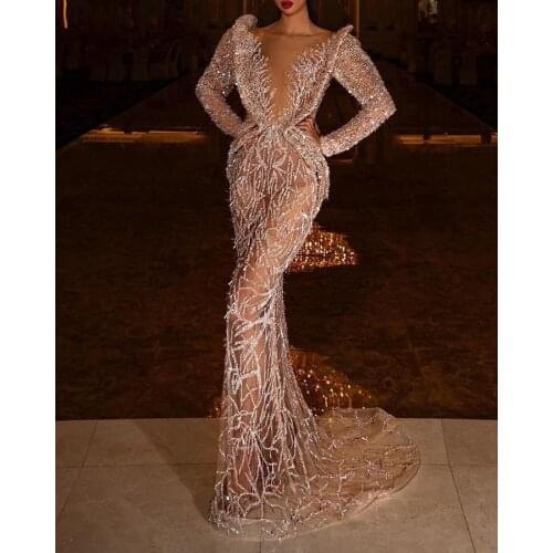 Vestidos De Noche Arabic Evening Dresses 2021 Custom Sparkly Dubai Party Dress Formal Gowns Prom Gowns Celebrity Dress