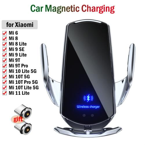 Fast Car Magnetic Charging for Xiaomi Mi 9T 10T Pro 6 8 9 10 11 Lite 5G Mi A1 A2 A3 Car Charger Automatic Clamping Phone Holder
