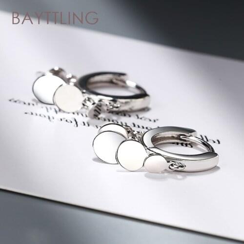BAYTTLING 925 Sterling Silver Fine Gold/Silver Multi-round Drop Earrings For Woman Fashion Party Wedding Jewelry Gift