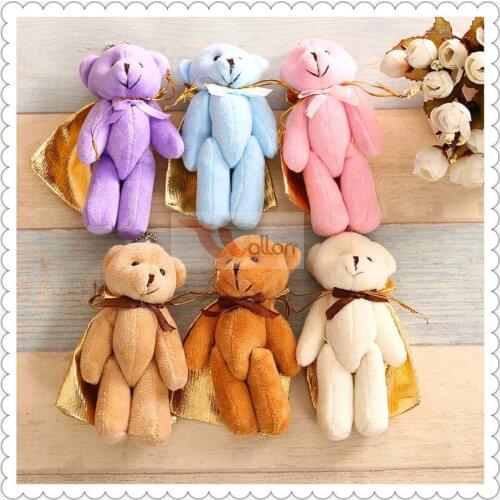 Free shipping! 80pcs/lot!Wedding gift baby born party gift mini cute plush 11cm length Teddy bear with candy bag and keychain