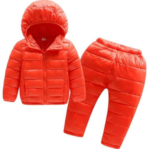 Bibihou Winter Kids Clothing Sets Warm Duck Down Jackets Clothing Sets Baby Girls & Baby Boys Down Coats Set With Pants 2PCS