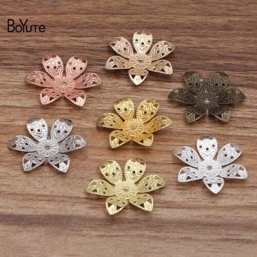 BoYuTe (100 Pieces/Lot) 31MM Floating Charms Flower Metal Brass Material DIY Jewelry Vintage Pendant Charms Wholesale