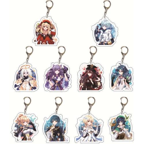 Anime Keychains Genshin Impact Keychain Key Ring Key Chain Cosplay Props Accessories Gift Men Women 2021 Trend