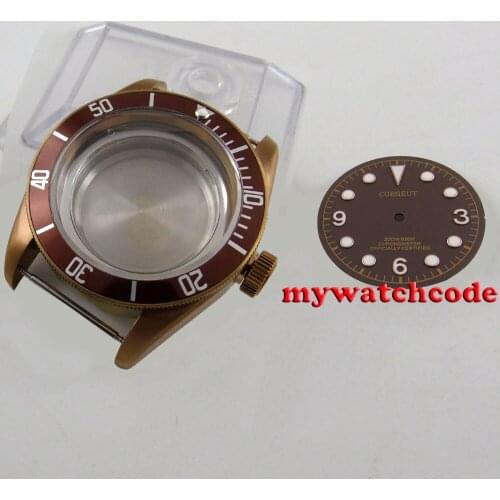 41mm sapphire glass coffee Watch Case + dial fit eta 2824 2836 MOVEMENT C105