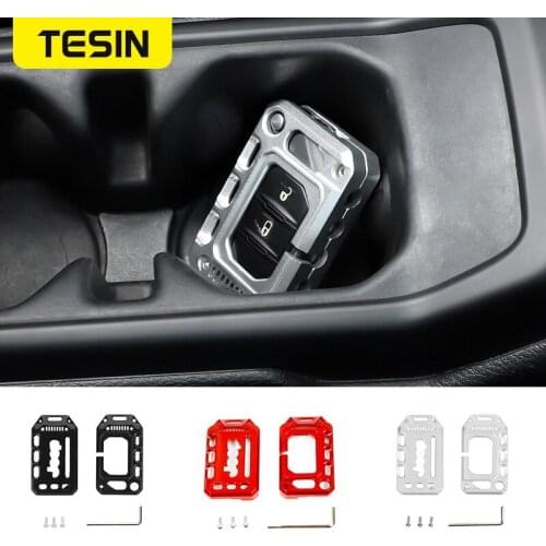 TESIN Car Keys Cover for Jeep Gladiator JT 2018+ Car Key Case Shell Cover Keychain Accessories for Jeep Wrangler JL 2018-2021