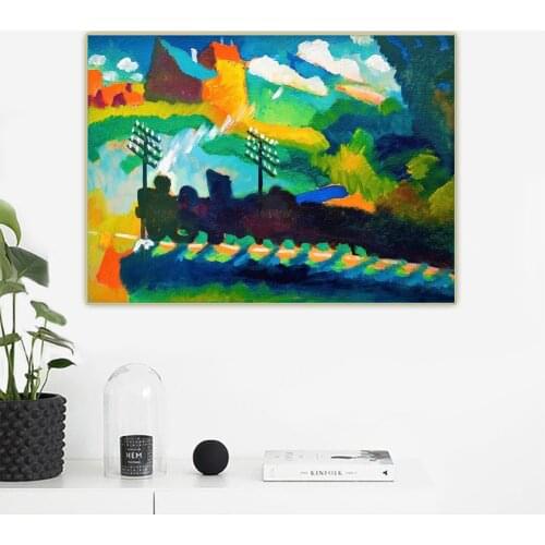 Citon Wassily Kandinsky《Railroad at Murnau》Abstract Canvas Oil Painting Artwork Picture Background Wall Decor Home Decoration