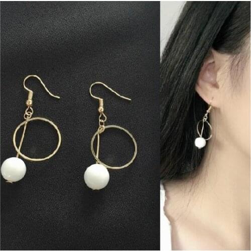 Ey518 2018 hot sale Fashion Bohemian simple geometric Round circle imitation pearl Pendant female earrings jewelry new