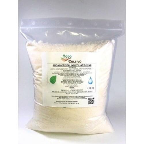 Foliar hydrosoluble fertilizer NPK 07-12-40 1kg