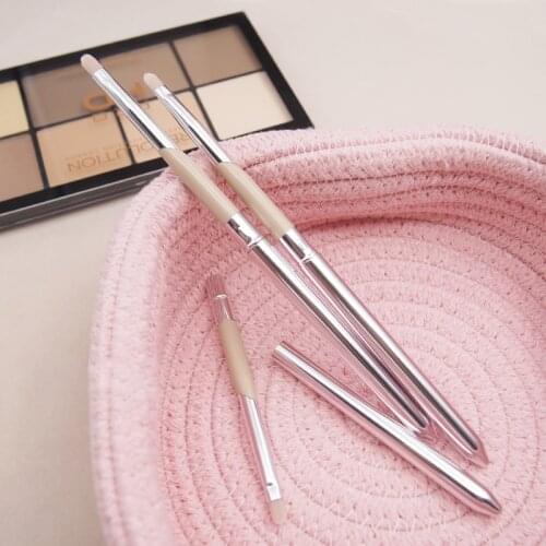 FB Style Makeup Brush Pink Lipstick Brush with Metal Cover Portable for Travel Lip Brush