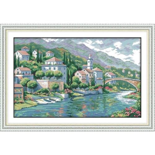 Everlasting Love River Town Chinese Cross Stitch Kits Ecological Cotton Counted Stamped 11 CT DIY Christmas Decorations For Home