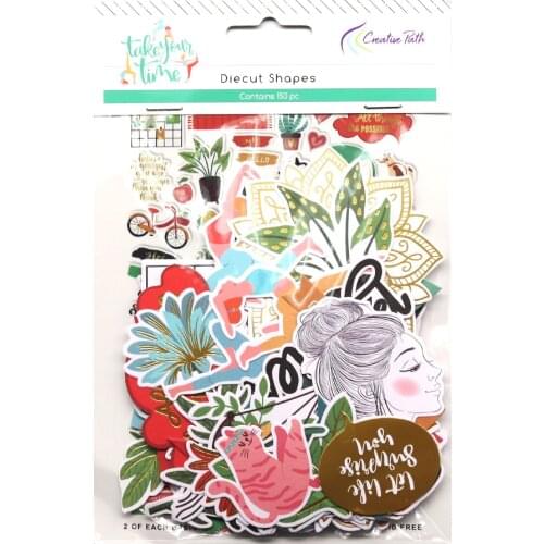The Creative Path 150pcs Paper Diecuts Embellishments Ephemera Shapes Foil Design Scrapbooking Cardmaking Journal Decorations
