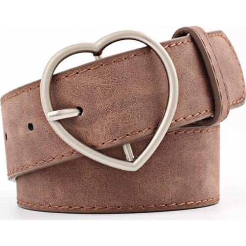 LGFD87B2 women man made PU leather belt heart Nubuck leather belt
