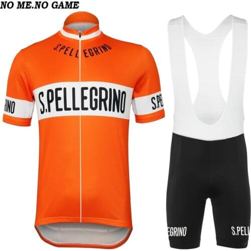 Summer Hot sale 1976 Retro Orange Cycling Jersey And Bib Shorts 20D GEL PAD Set men short sleeve mountain bike clothing jersey