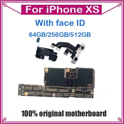 Free icloud For iPhone XS Motherboard 64GB 256GB 512GB 100% Original Unlocked For iPhone XS Logic Board with Face IDa