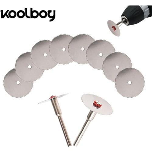 10Pcs Mini Stainless Steel Circular Saw Blade Tool set 22/25/32mm cutting disc mill sheet tools for wood/plastic Cutting Mandrel