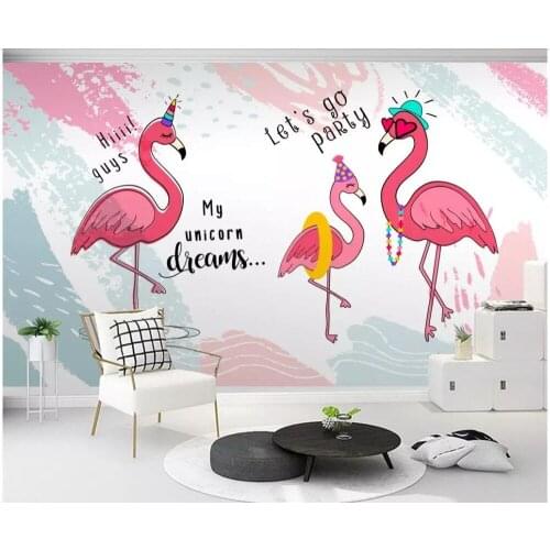 Custom mural 3d photo wallpaper European modern minimalist hand drawn flamingo home decor 3d wall murals wallpaper for walls 3 d
