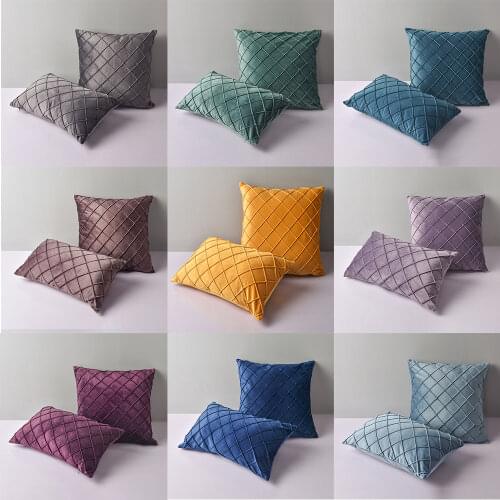 30x50, 45x45, 50x50 Throw Velevt Sofa Cushion Cover Solid Pillowcase For Bed and Chair, Blue Purple Yellow Grey, Home Decor