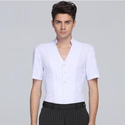 New Latin Dance Shirts Male Square Dance Top Modern Rumba Cha Cha Samba Tango Salsa Dance Shirt Latin Dancing Coat B-6816