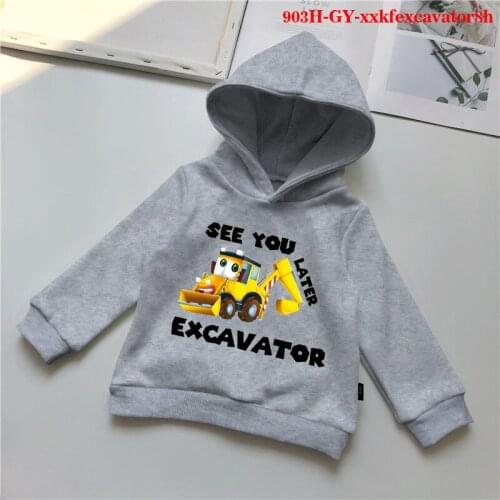 Toddler girl clothes excavator Printed cartton Oversized hoodie spring baby boys hoddies tops kawaii streetwear sweatshirt