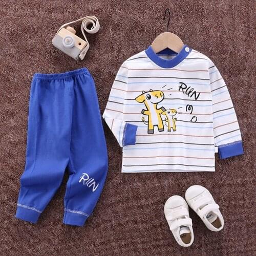 Autumn Girls Set Cotton Pajamas Full-Sleeve Top+Pants Boys Home Suit Sleepwear Pyjamas Kids Childrens Clothing 12M 18M 24M 3T4T