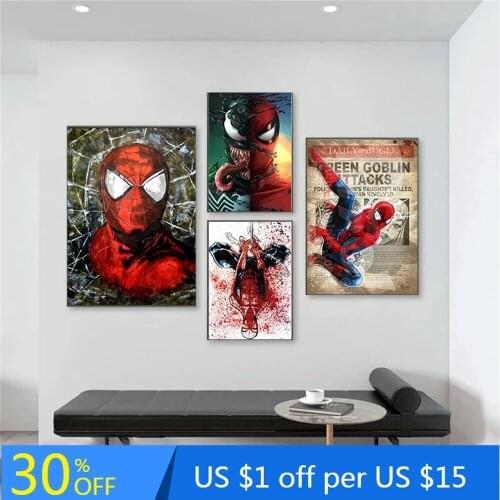 Marvel hero Poster Home Decor Many types of Spider-Man Canvas Wall Art Posters Paintings for Bedroom Living Room Cuadros Decor