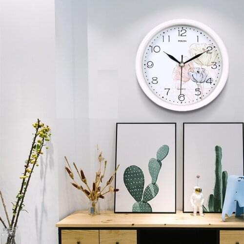 Simple White Wall Clock Flower Hibiscus Small Nordic Frame Mute Quartz Clock Hanging Watch Bedroom Living Room Home Decoration