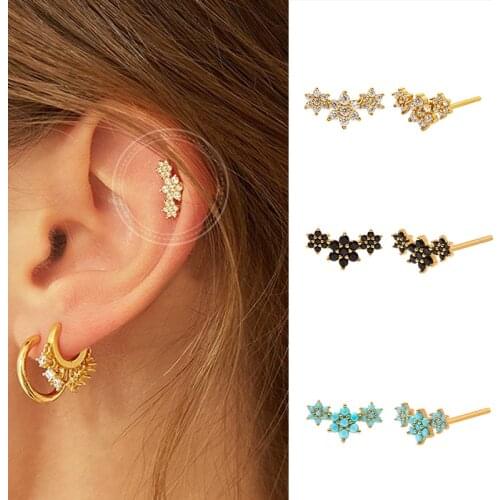 925 Sterling Silver Ear Needle Korean Exquisite Crystal Stud Earrings Simple CZ Fashion Elegant Jewelry For Women Birthday Gifts