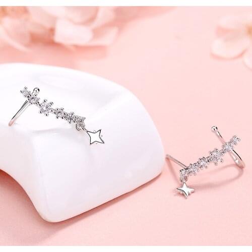 Personality Design Korean Star Cubic Zirconia Stud Earrings for Girls Fashion Women 925 Sterling Silver Earring Wedding Jewelr