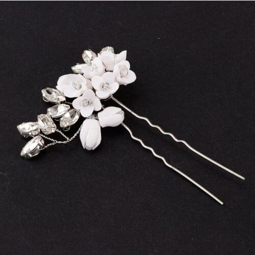 Wedding Crystal Rhinestone Flower U Shape Hair Pins Headpieces Jewelry