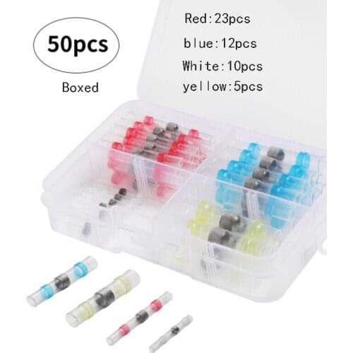 50/100piece Heat Shrinkable Wire Connectors SST21 Waterproof Sleeve AWG22-18 Butt Electrical Splice Tinned Solder Seal Terminal