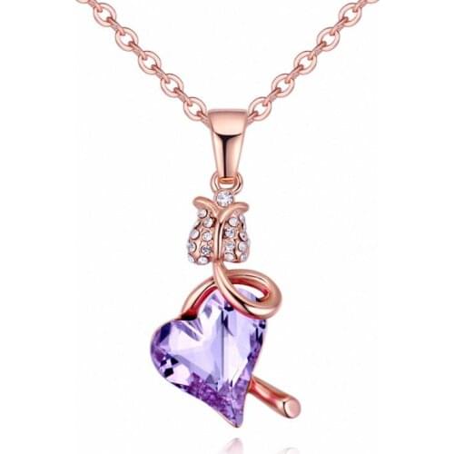 TRACYSWING 3 Colors Real Rose Gold Color Austrian Crystals Sweater pendant necklace for women monkey style #TW132147