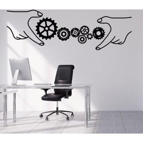 Office Style Vinyl Wall Decal Gears Business Teamwork Stickers Removable Art Mural Interior Wall Decor Quality 3D Poster LA898