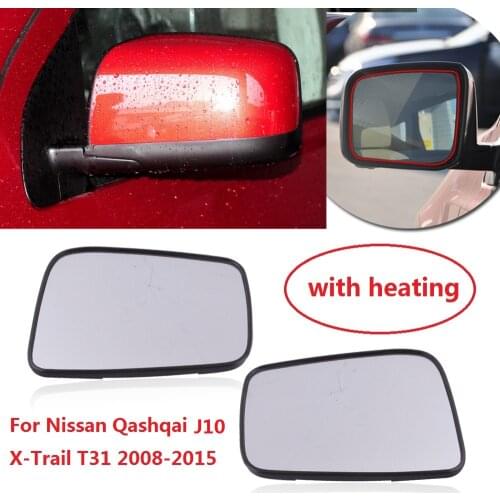 CAPQX 1Pair Outside Rearview Mirror Glass with Heating For Nissan Qashqai X-Trail T31 2008 2009 2010-2015 rear view mirror Lens